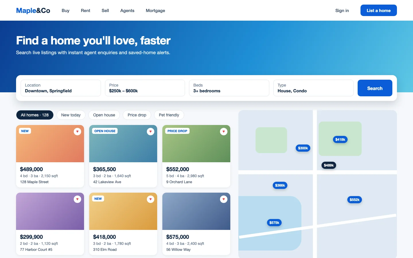 Real Estate Listings Portal concept design
